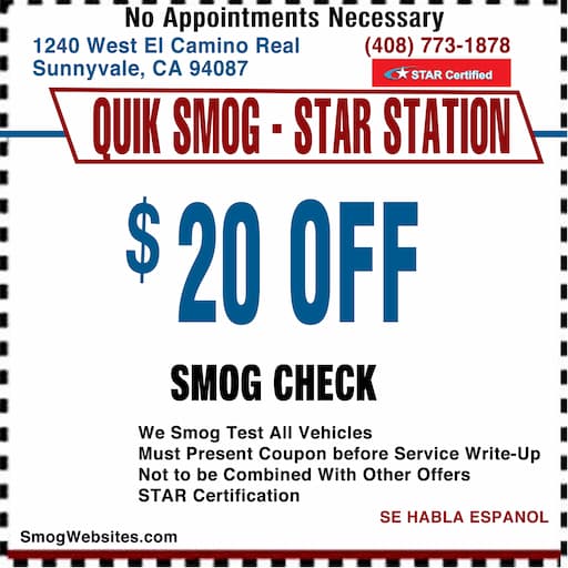 Quiksmog Test Only Center smog check coupon